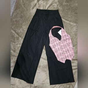 Hand Crafted Black Wide Leg Pants